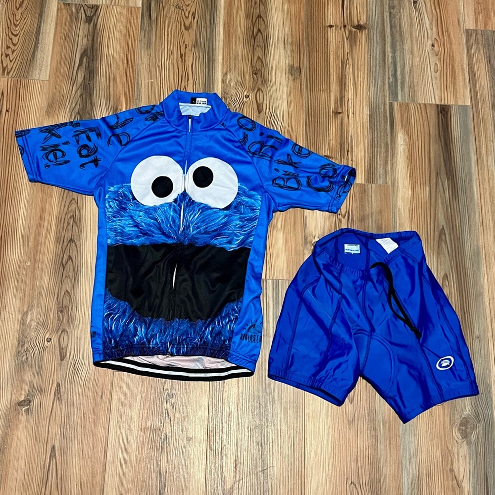 Blue Cookie Monster Cycling Jersey and Shorts Set